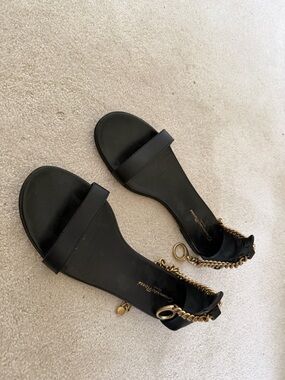 Gianvito Rossi Black Chain-Ankle Women's Sandals